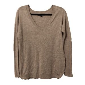 American Eagle Beige Lightweight V-Neck Sweater